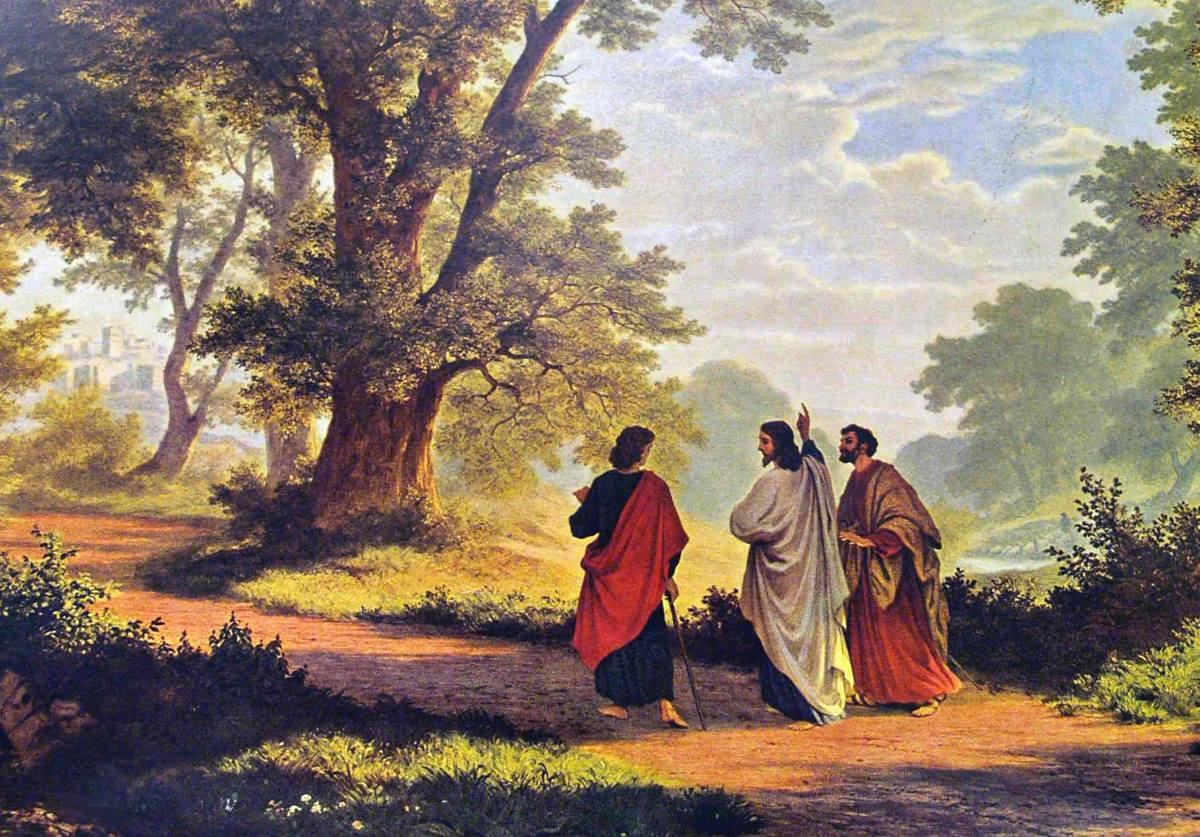 Painting: The Road to Emmaus by Robert Zund (Swiss Artist, 1827-1909)